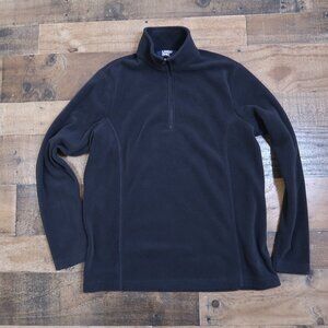 Lands End Womans Medium 10-12 Black Fleece 1/4 Zip Pullover Sweatshirt